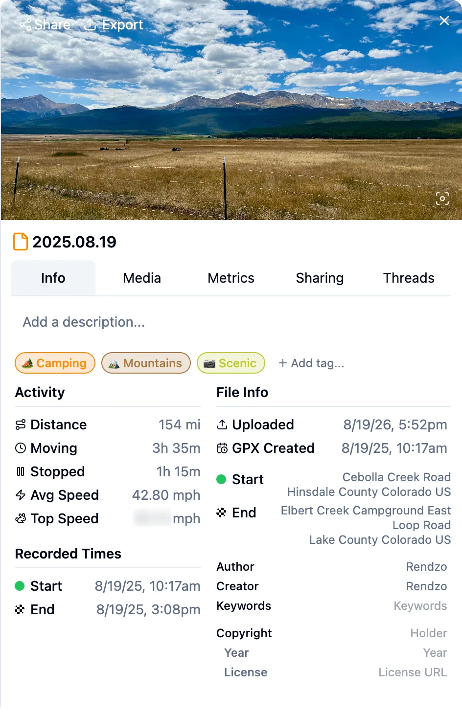 Info Panel screenshot