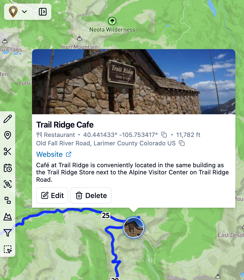 Waypoint with attached photo